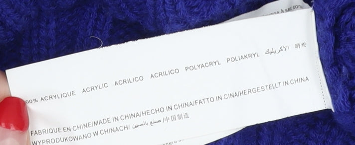 Axara Women's Blue Cable-Knit Pullover Jumper, Size M