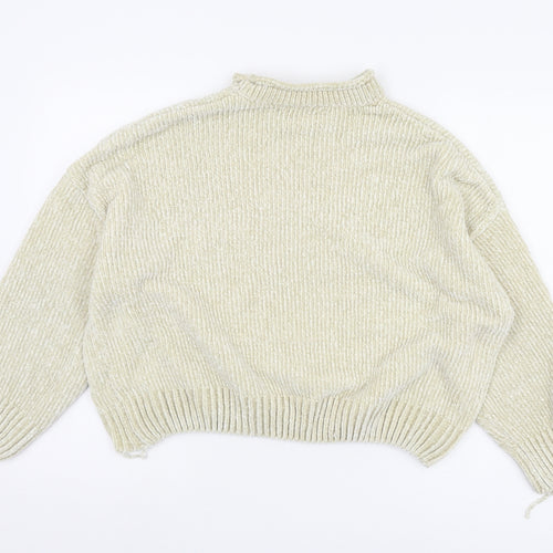 Pull&Bear Women's Beige Mock Neck Jumper, Size 12, Polyester