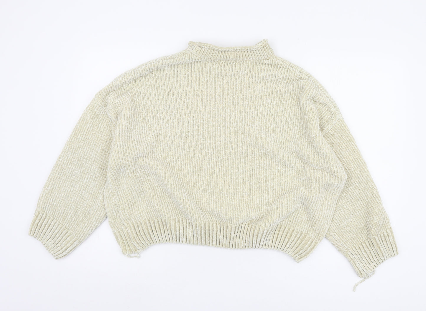 Pull&Bear Women's Beige Mock Neck Jumper, Size 12, Polyester