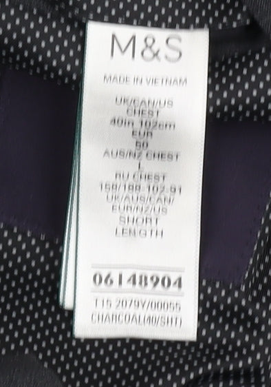 Marks and Spencer Men's Grey Suit Jacket, Size 40S