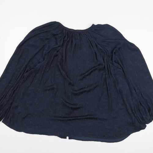 Marks and Spencer Women's Blue Blouse Size 14 Long Sleeve