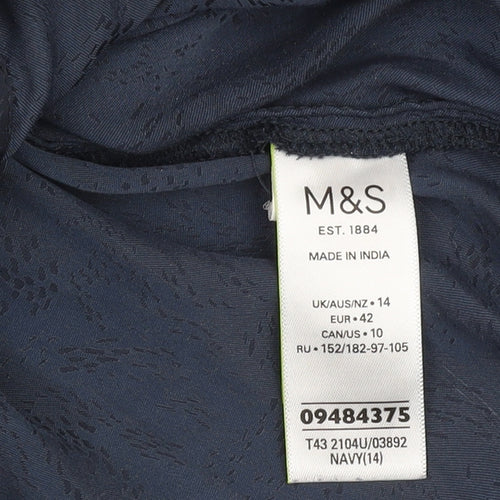 Marks and Spencer Women's Blue Blouse Size 14 Long Sleeve