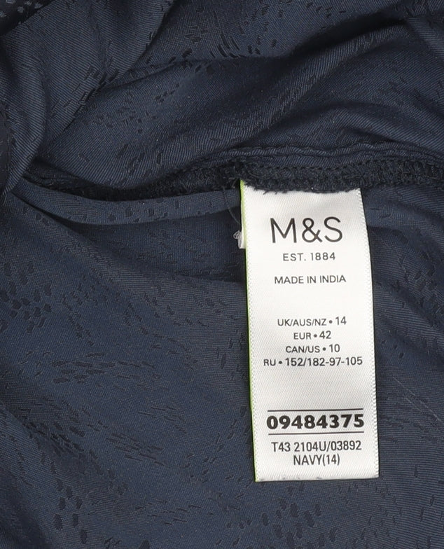 Marks and Spencer Women's Blue Blouse Size 14 Long Sleeve
