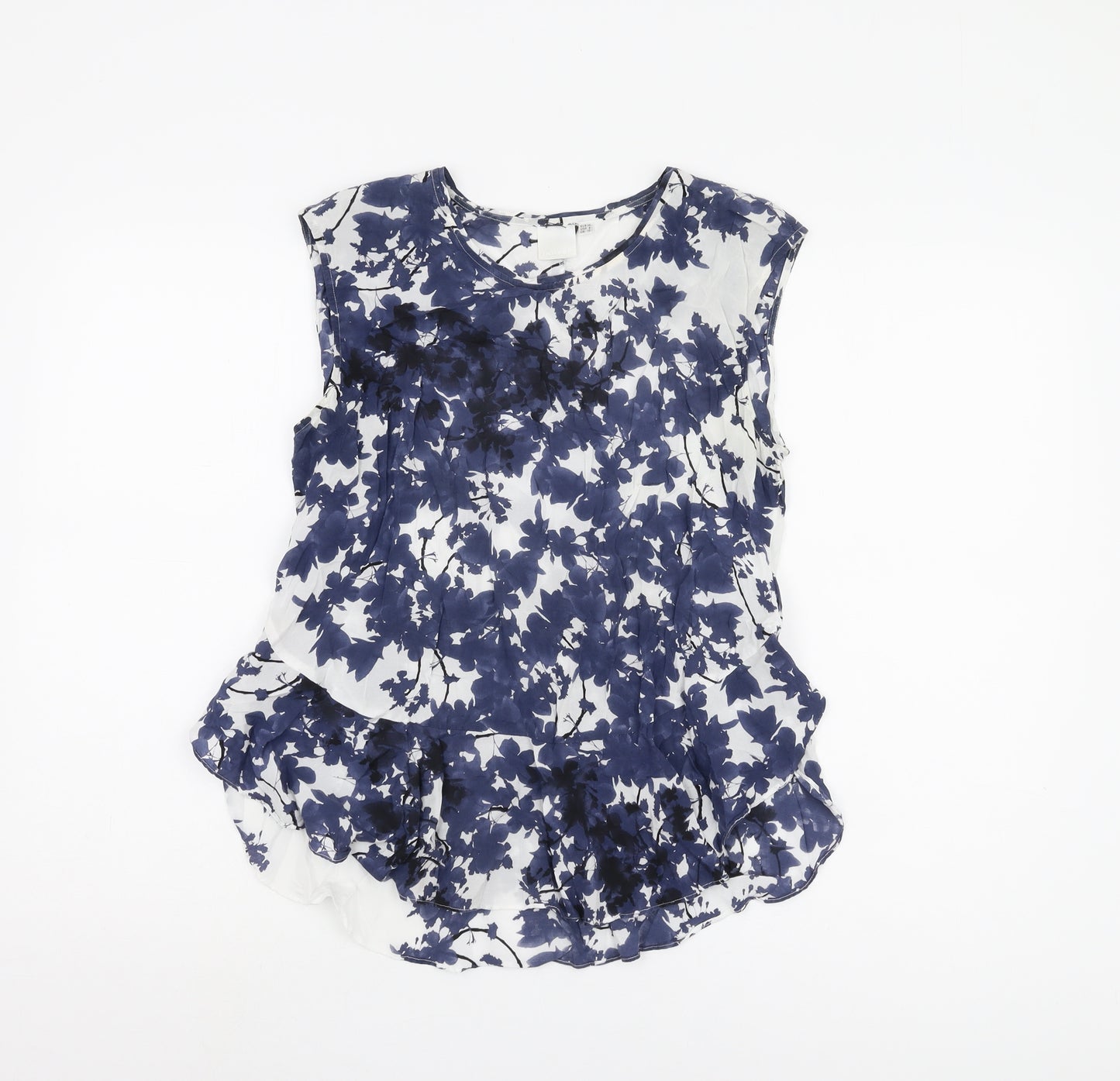 Women's Blue Floral Sleeveless Blouse UK 10
