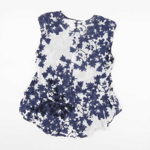 Women's Blue Floral Sleeveless Blouse UK 10