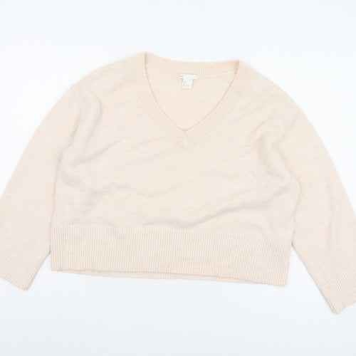 H&M Women Ivory V-Neck Pullover Jumper Size 12