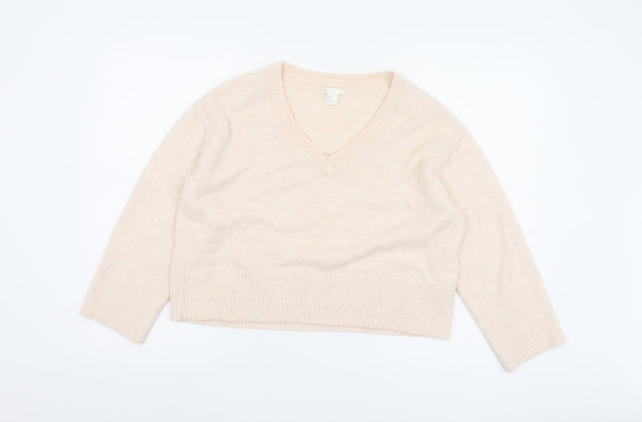 H&M Women Ivory V-Neck Pullover Jumper Size 12
