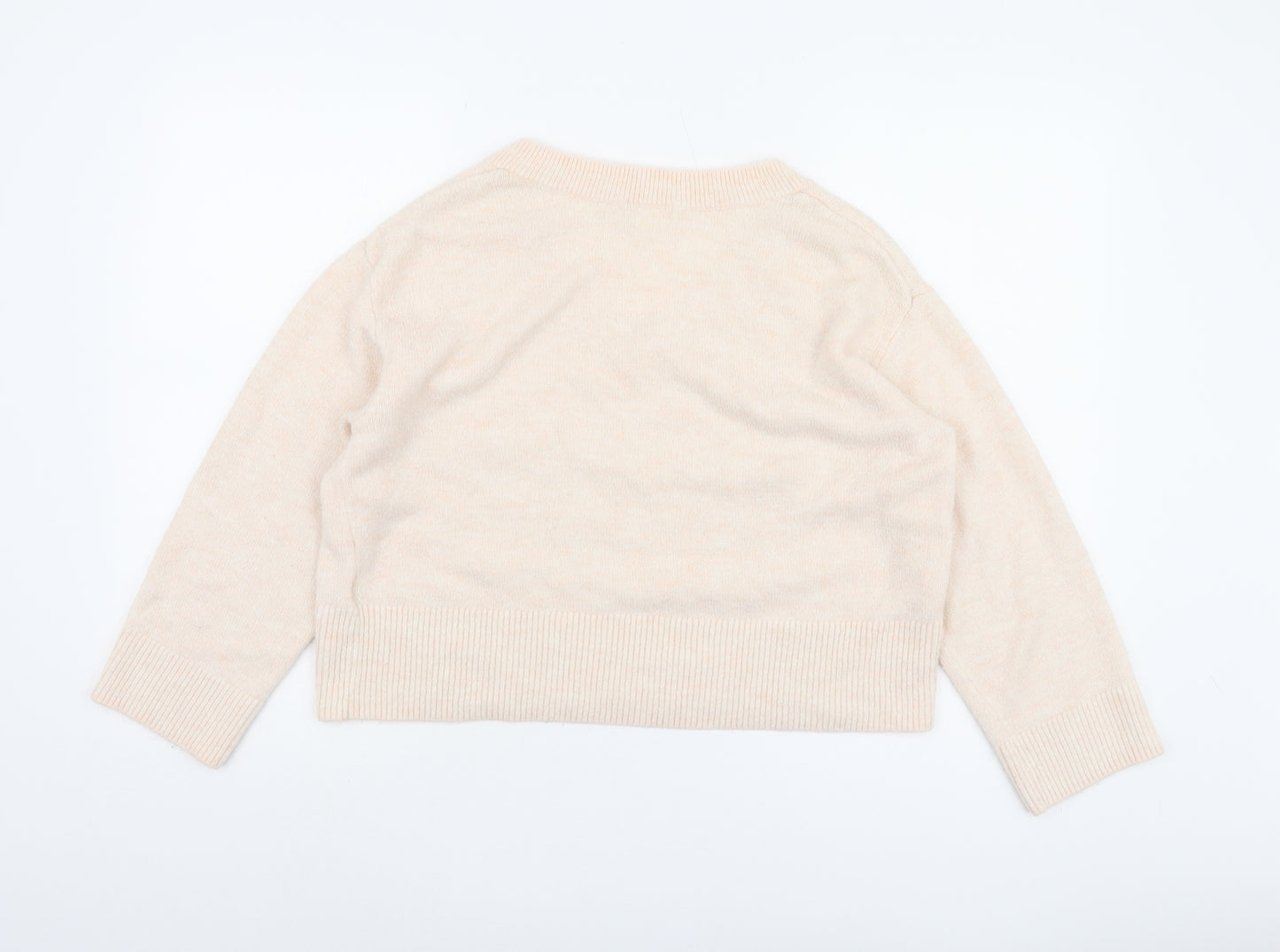 H&M Women Ivory V-Neck Pullover Jumper Size 12