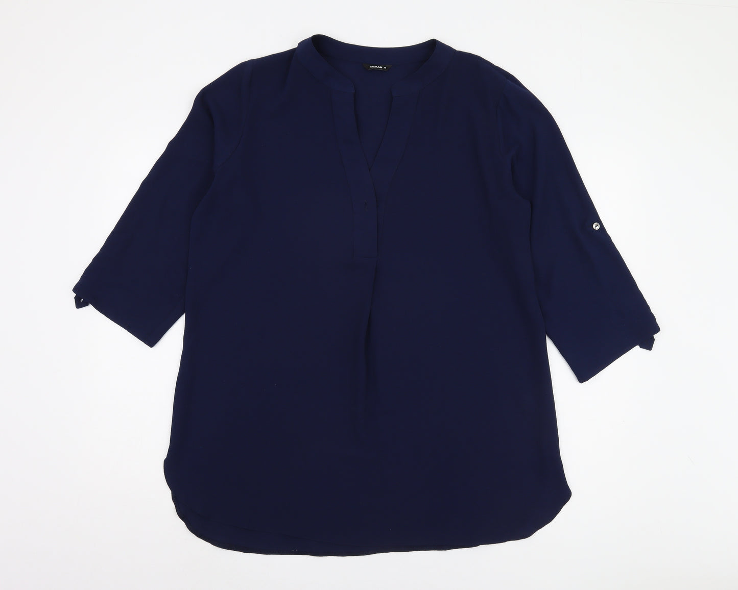 Roman Women's Blue Blouse Size 16 with 3/4 Sleeves