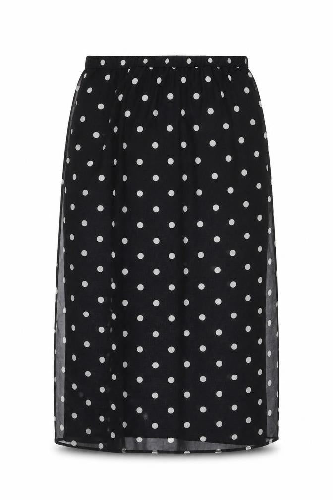 Front view of H&M Women's Black Polka Dot Skirt, XL