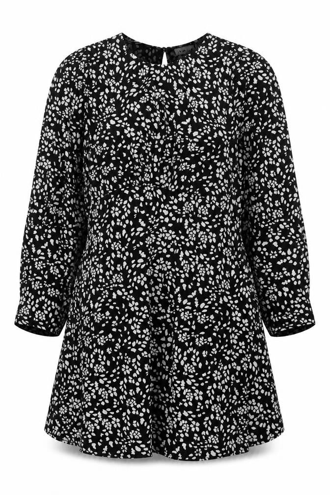 Topshop Women’s Black Floral Long Sleeve Dress UK 14