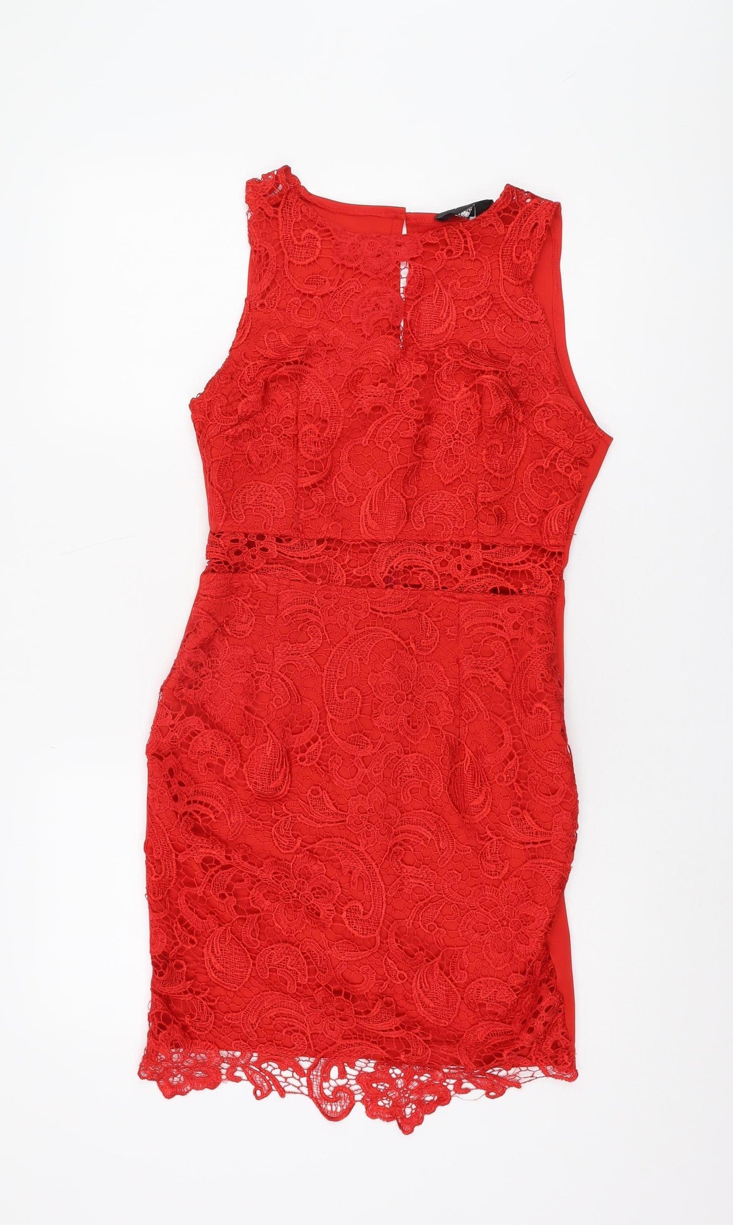 AX Paris Women's Red Lace Sheath Dress Size 12