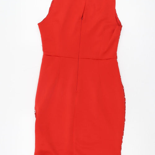 AX Paris Women's Red Lace Sheath Dress Size 12