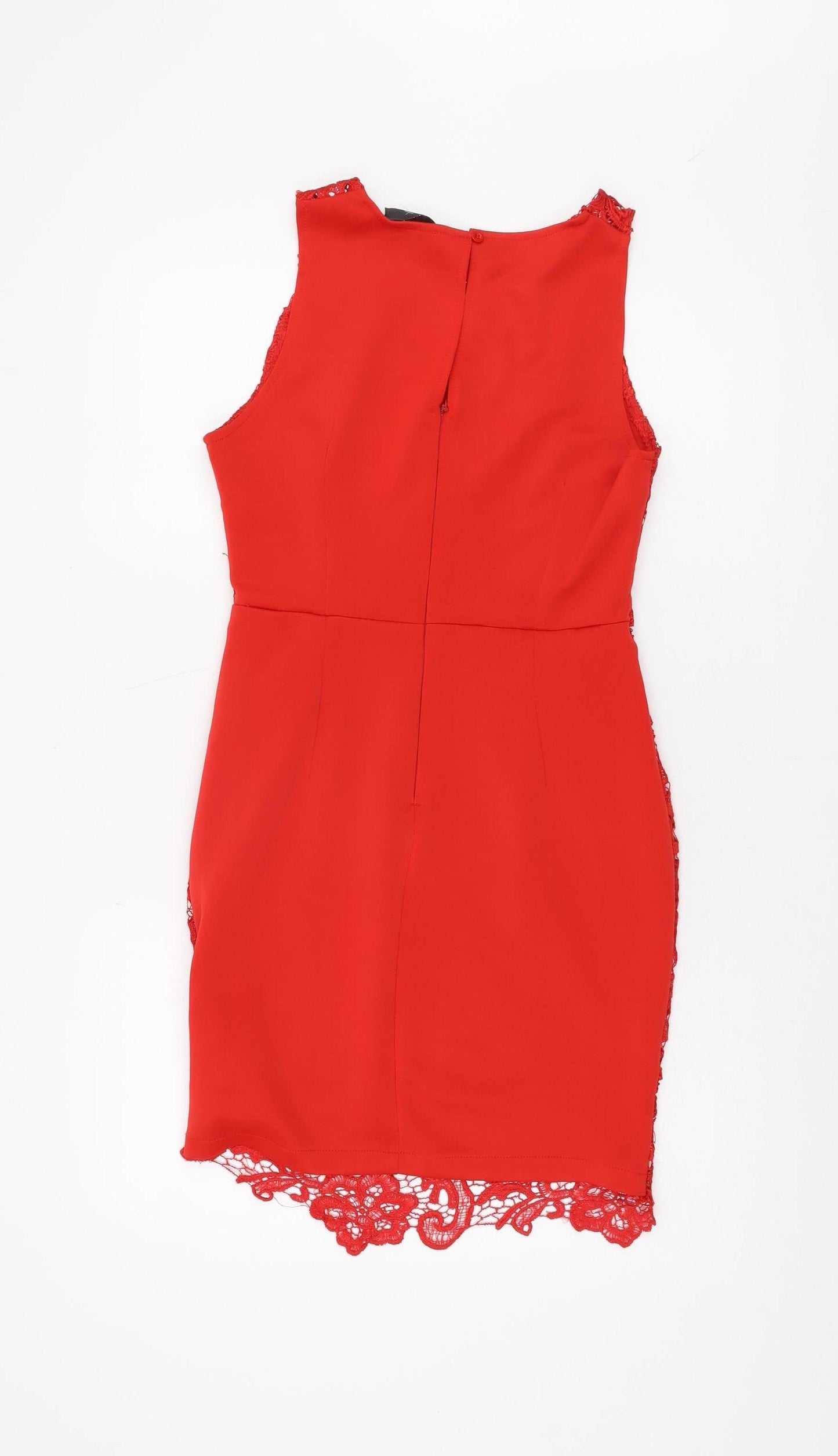 AX Paris Women's Red Lace Sheath Dress Size 12