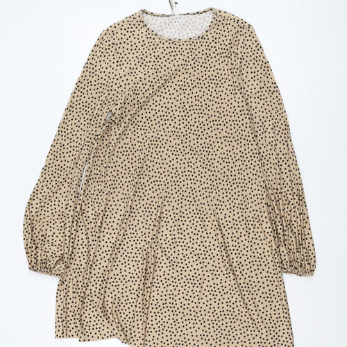 Stradivarius Women's Beige Polka Dot A-Line Dress