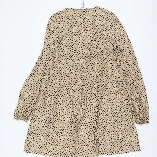 Stradivarius Women's Beige Polka Dot A-Line Dress
