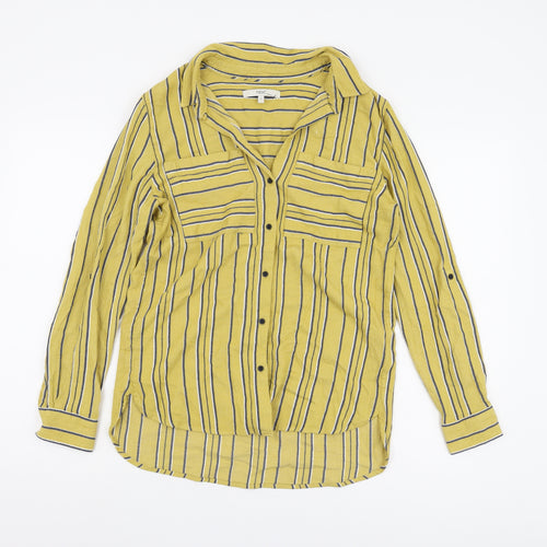 Next Women's Yellow Striped Button-Up Shirt UK 10