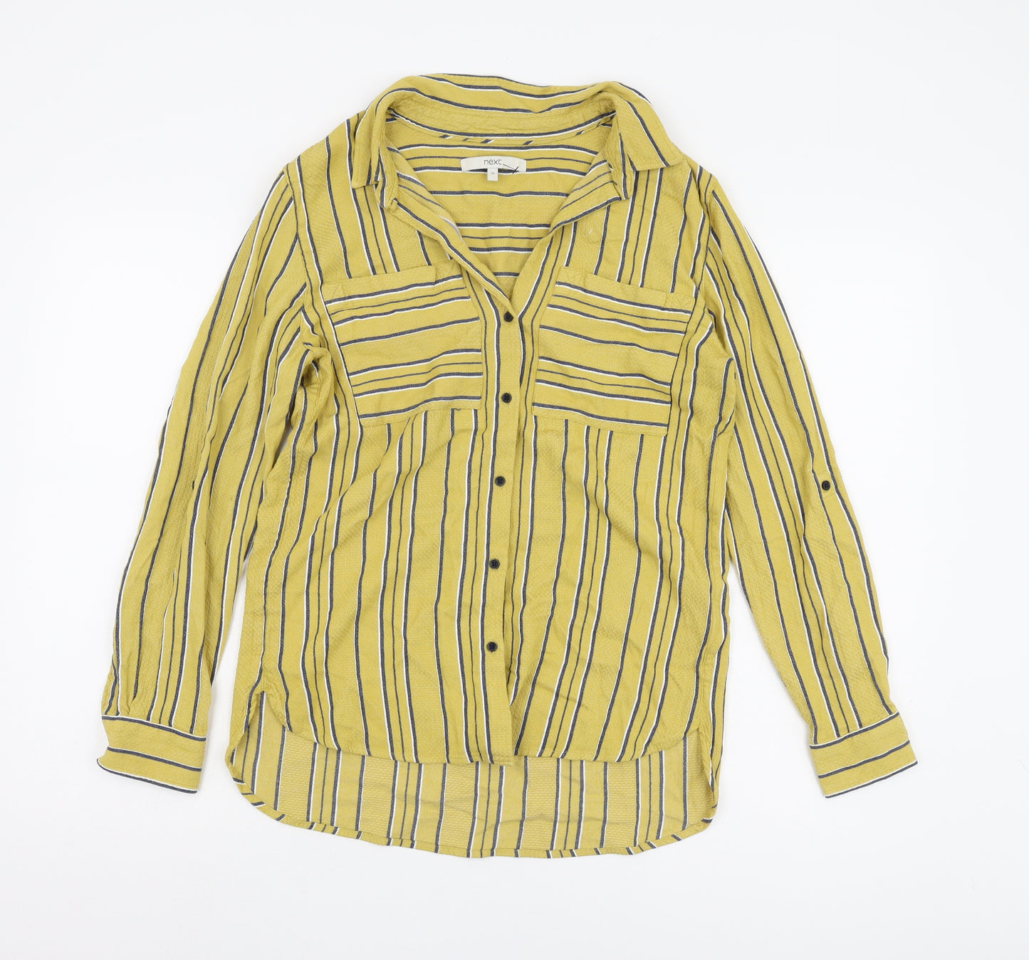 Next Women's Yellow Striped Button-Up Shirt UK 10