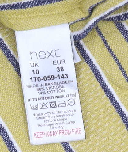 Next Women's Yellow Striped Button-Up Shirt UK 10