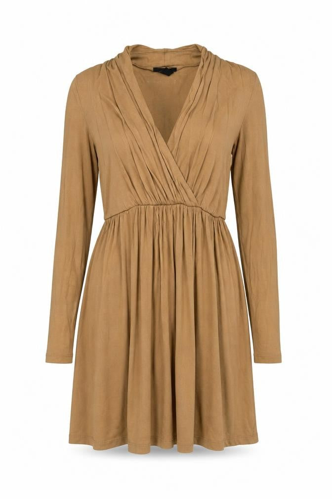 Front view of H&M Women's Brown Viscose Dress XS