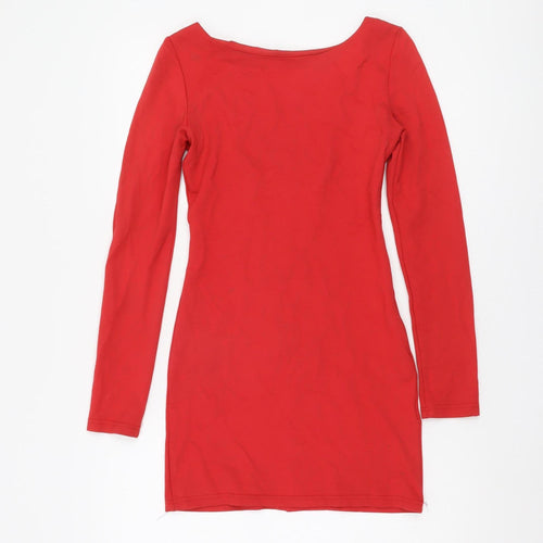 WYDLR Women's Red Long Sleeve Dress, XS