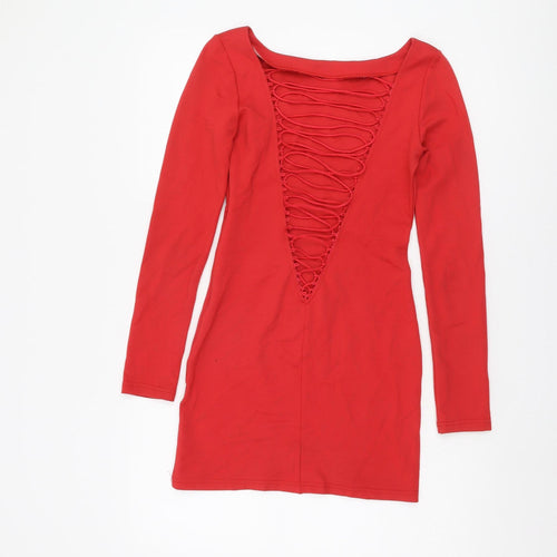 WYDLR Women's Red Long Sleeve Dress, XS