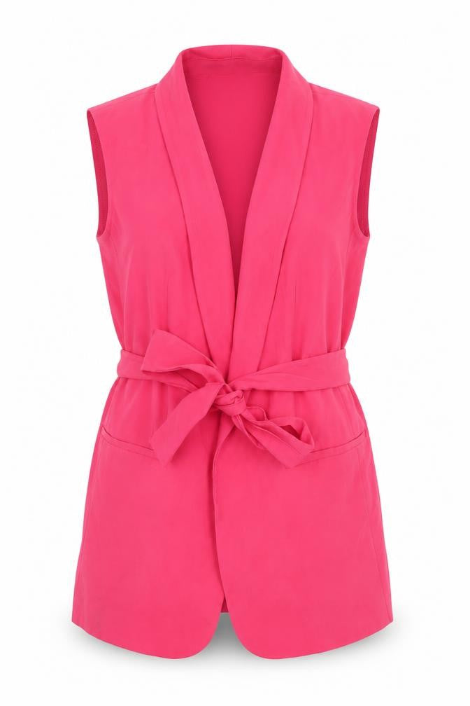Marks and Spencer Pink Waistcoat Women Size 10 Belted