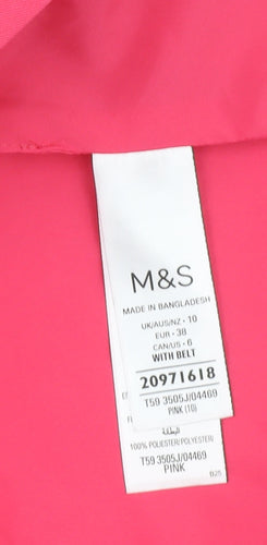 Marks and Spencer Pink Waistcoat Women Size 10 Belted