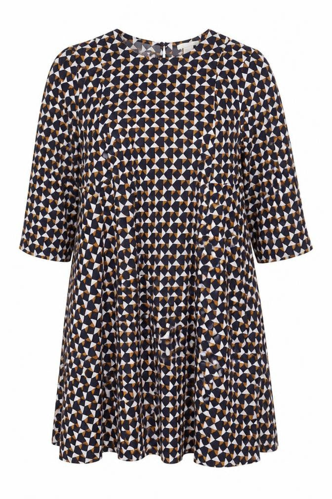 Front view of H&M Women's Multicoloured Geometric Dress, size 14