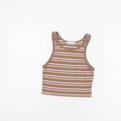 Urban Revivo Women's Brown Striped Cropped Tank
