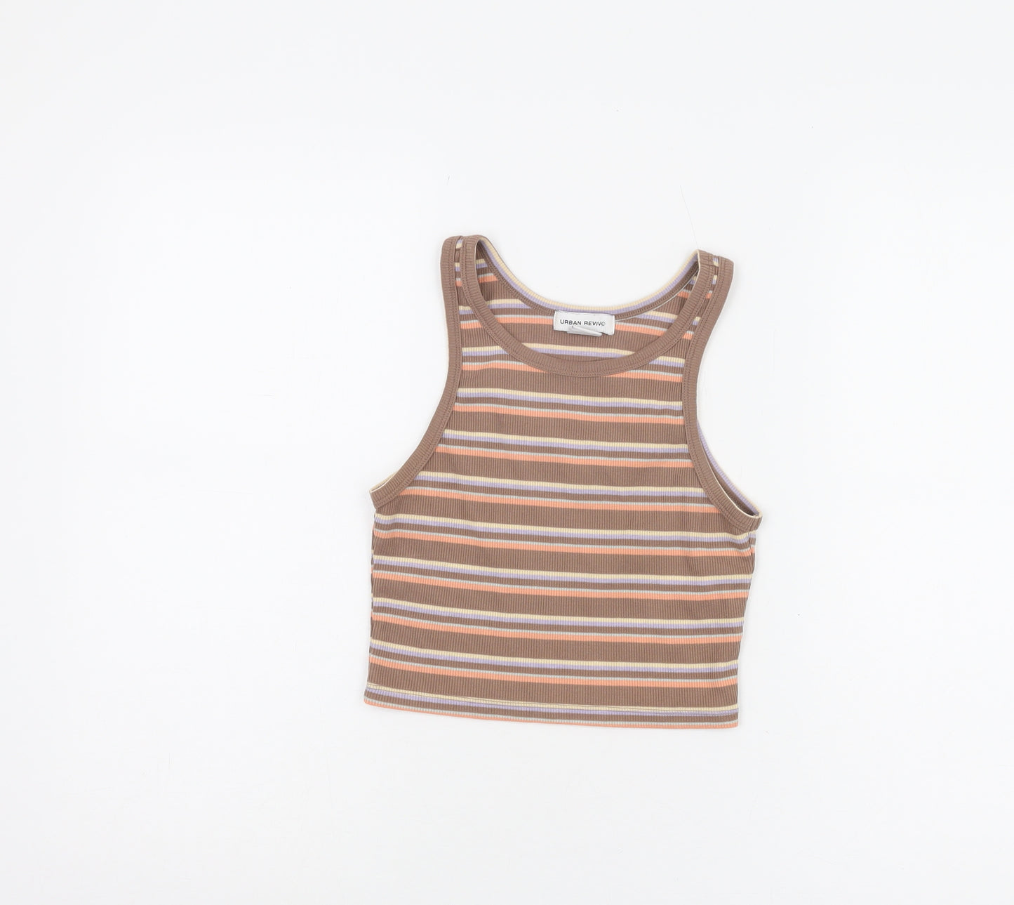 Urban Revivo Women's Brown Striped Cropped Tank