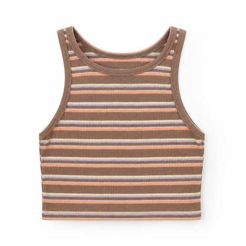 Urban Revivo Women's Brown Striped Cropped Tank