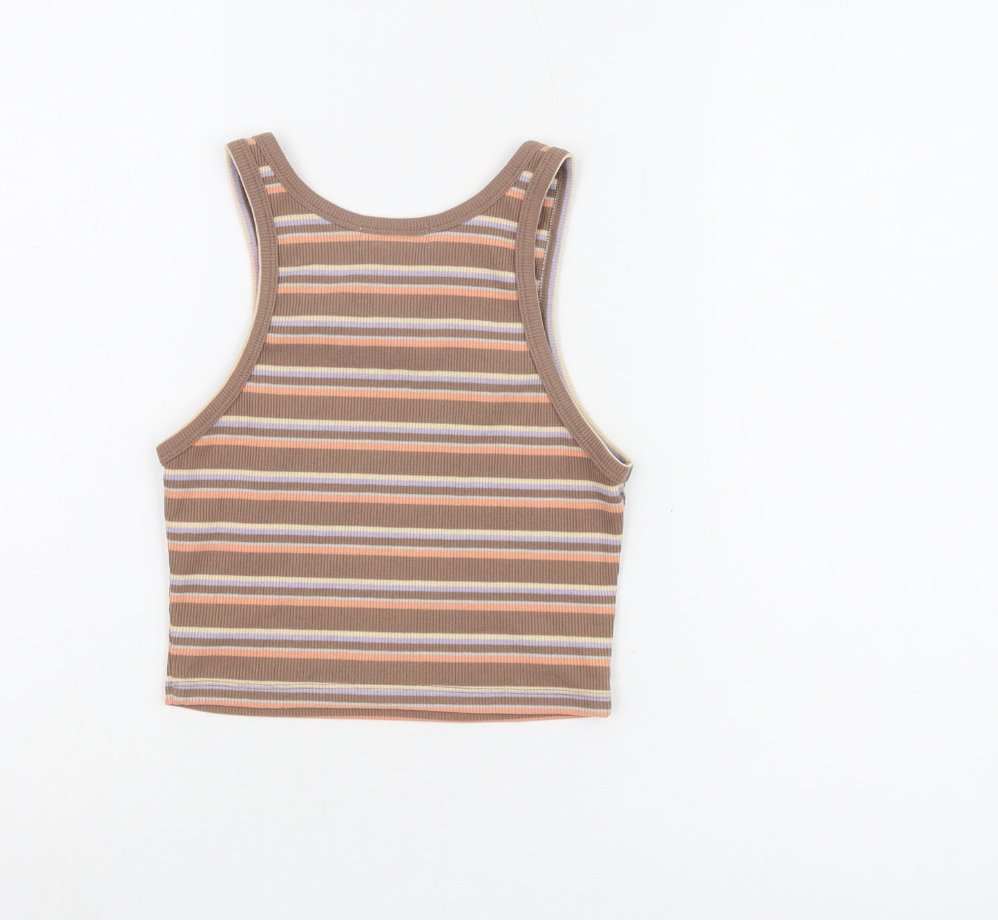 Urban Revivo Women's Brown Striped Cropped Tank