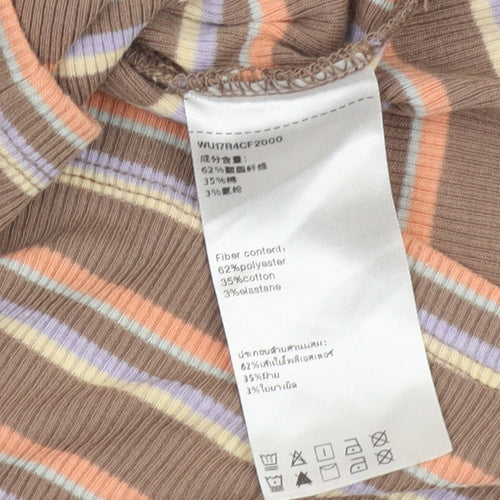 Urban Revivo Women's Brown Striped Cropped Tank