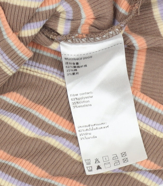 Urban Revivo Women's Brown Striped Cropped Tank