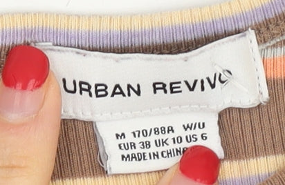 Urban Revivo Women's Brown Striped Cropped Tank