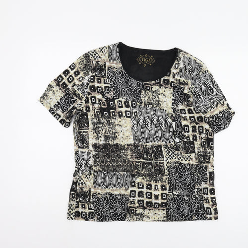 TIGI Women's Geometric Print T-Shirt, Size 14, Black