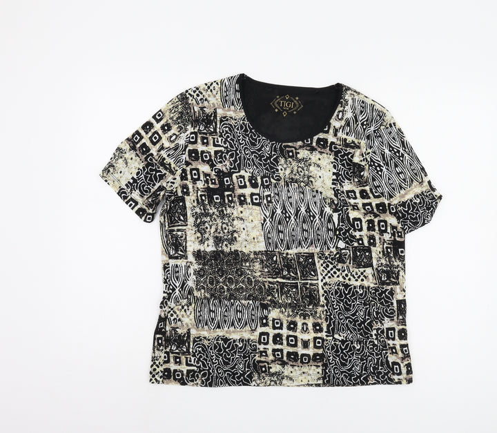TIGI Women's Geometric Print T-Shirt, Size 14, Black
