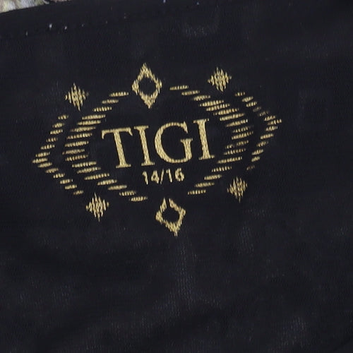 TIGI Women's Geometric Print T-Shirt, Size 14, Black