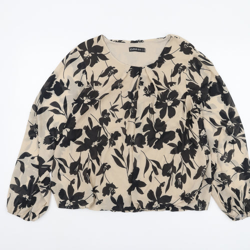 Cloud 5ive Women's Beige Floral Blouse, L, Casual Style