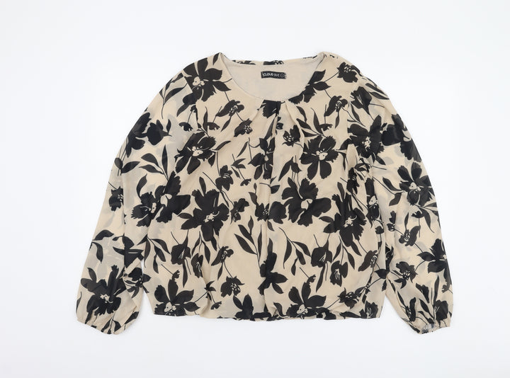 Cloud 5ive Women's Beige Floral Blouse, L, Casual Style