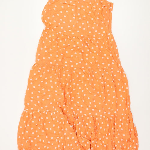 Warehouse Women Orange Polka Dot Swing Dress Size 14