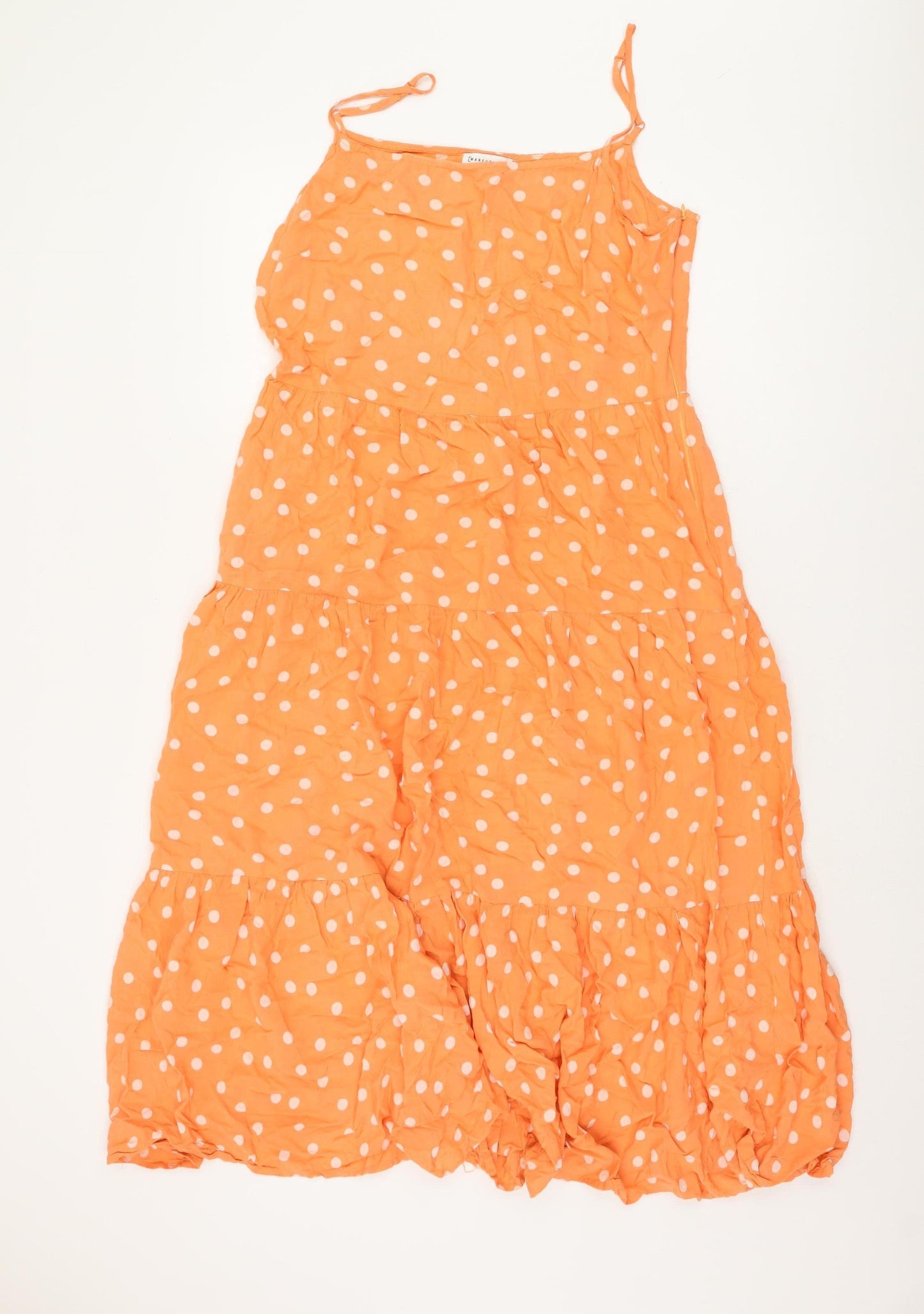 Warehouse Women Orange Polka Dot Swing Dress Size 14