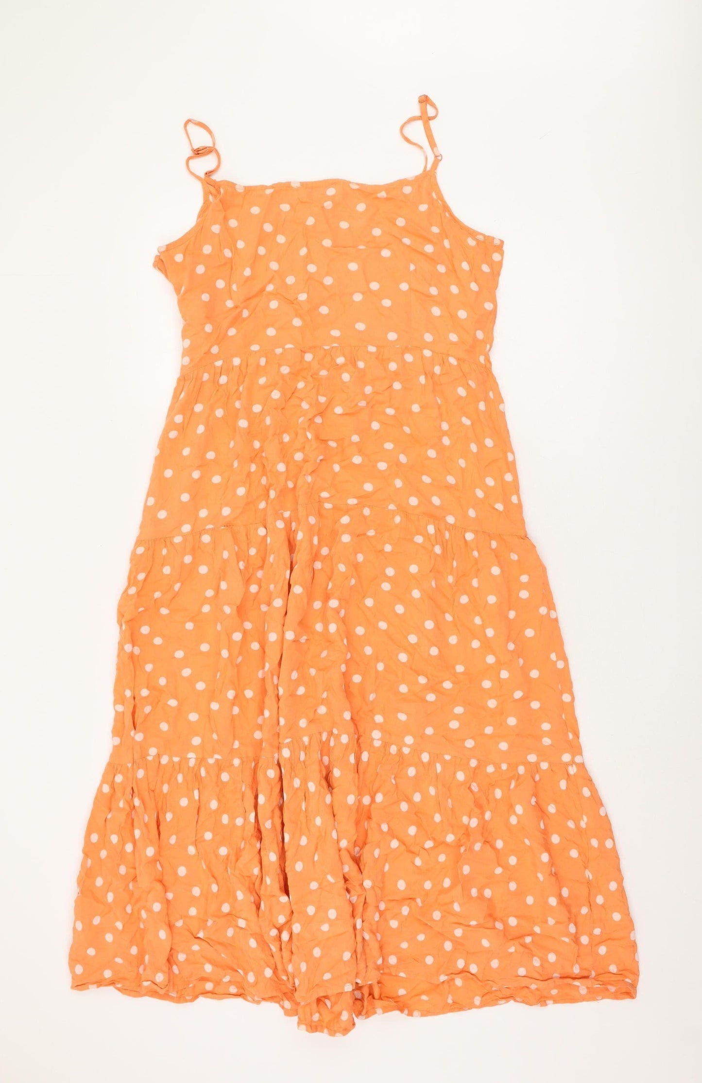 Warehouse Women Orange Polka Dot Swing Dress Size 14