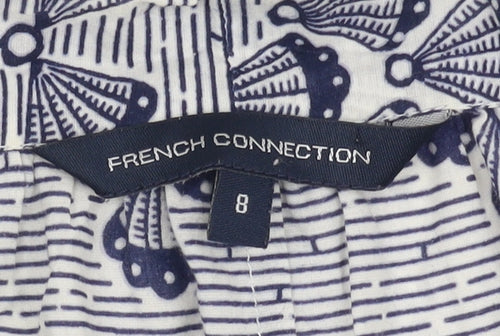 French Connection Women's Blue Geometric Blouse Size 8