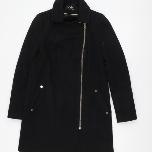 Wallis Women's Black Overcoat, Size 8, Mid-Length