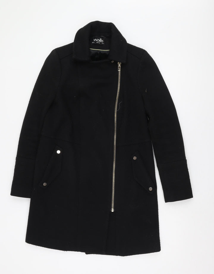 Wallis Women's Black Overcoat, Size 8, Mid-Length