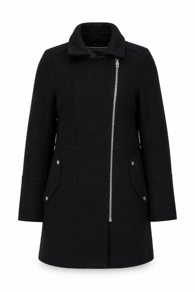 Wallis Women's Black Overcoat, Size 8, Mid-Length