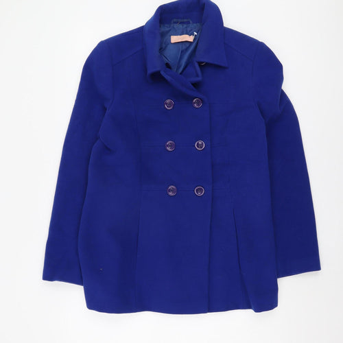 John Lewis Women's Blue Pea Coat, Size 14, Classic Style