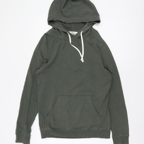 H&M Men's Green Pullover Hoodie S Cotton